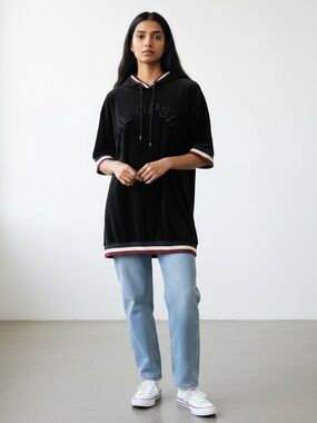 The Upside Sweater Sweatshirt Hoodie Dress Hood Black Logo US 4 AU XS Velvet